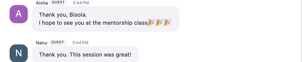 Aisha and Nanu sharing positive feedback after the live session