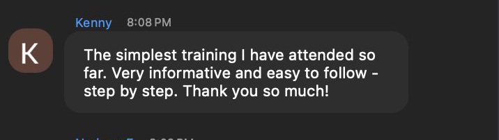 Kenny calling it the simplest, most informative training, easy to follow step by step
