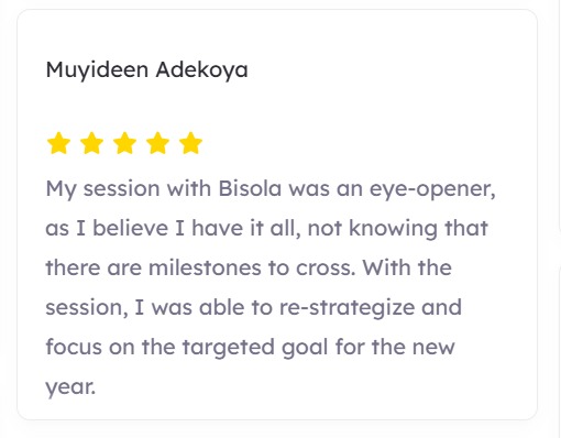Testimonial from Muyideen Adekoya